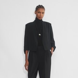 Babaton Power Blazer High Hip Cropped Black Size 4